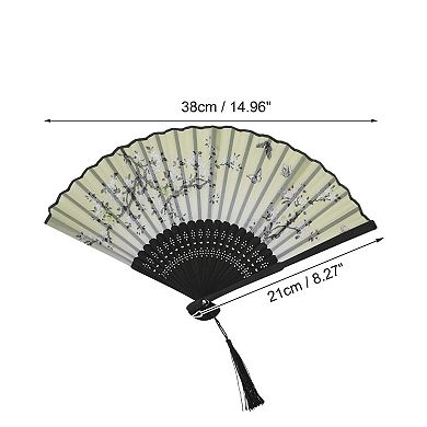 Ancient Style Folding Fan for Weddings and Parties 1Pc Light Green