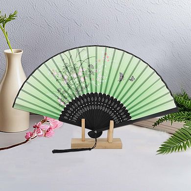 Ancient Style Folding Fan for Weddings and Parties 1Pc Green