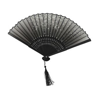 Ancient Style Folding Fan for Weddings and Parties 1 pc Ancient Gray