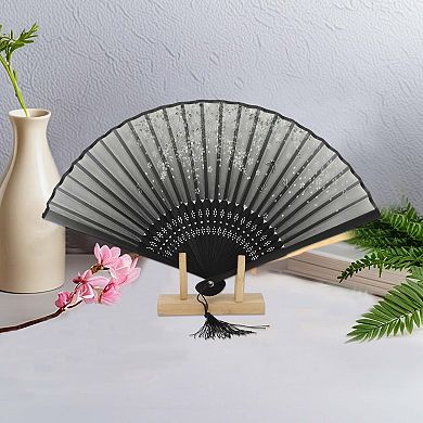 Ancient Style Folding Fan for Weddings and Parties 1Pc Ancient Gray