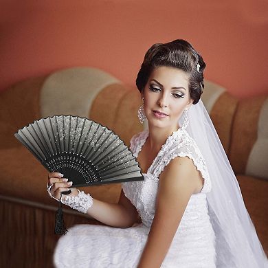 Ancient Style Folding Fan for Weddings and Parties 1Pc Ancient Gray