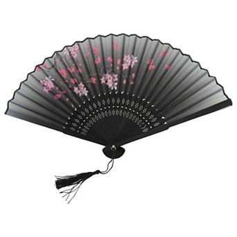 Ancient Style Folding Fan for Weddings and Parties 1 pc Plum Gray