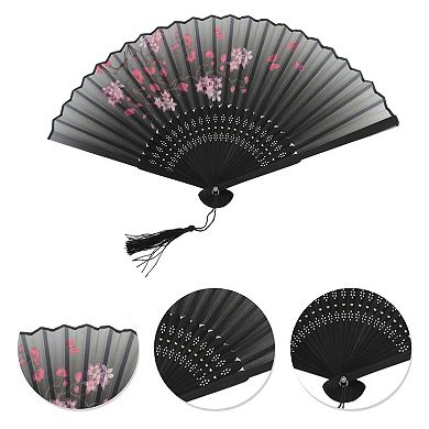 Ancient Style Folding Fan for Weddings and Parties 1Pc Plum Gray