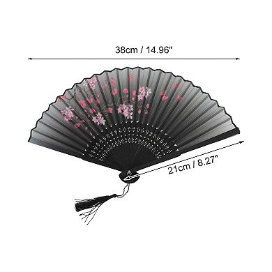 Ancient Style Folding Fan for Weddings and Parties 1Pc Plum Gray