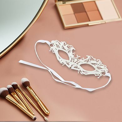 Elegant Lace Half Face Party Mask for Mardi Gras and Special Events 1 Pc Flame Design White