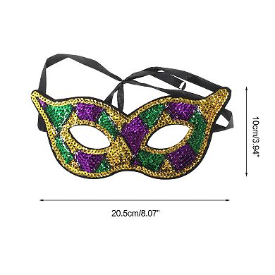 Multicolored Sequins Party Mask Purple Green Yellow 1 Pc