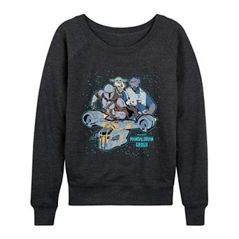 Women's Star Wars The Mandalorian & Grogu Galaxy Collage French Terry Long Sleeve Tee
