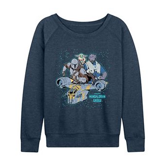 Women's Star Wars The Mandalorian & Grogu Galaxy Collage French Terry Long Sleeve Tee