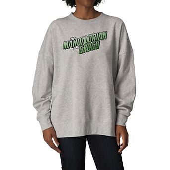 Women's Star Wars The Mandalorian & Grogu Logo Oversized Fleece Crew Sweatshirt