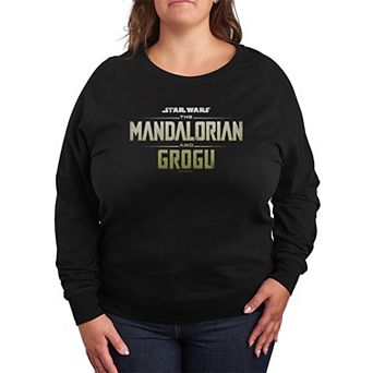 Plus Size Star Wars The Mandalorian & Grogu Logo French Terry Long Sleeve Tee