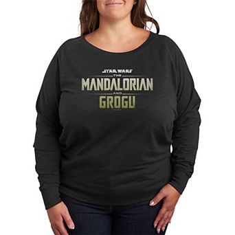 Plus Size Star Wars The Mandalorian & Grogu Logo French Terry Long Sleeve Tee