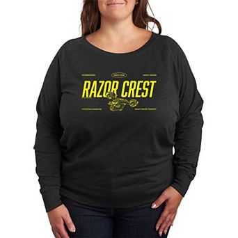 Plus Size Star Wars The Mandalorian & Grogu Razor Crest Jersey French Terry Long Sleeve Tee