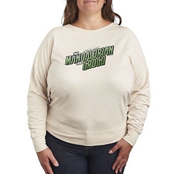 Plus Size Star Wars The Mandalorian & Grogu Logo French Terry Long Sleeve Tee