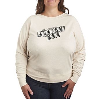 Plus Size Star Wars The Mandalorian & Grogu Logo French Terry Long Sleeve Tee