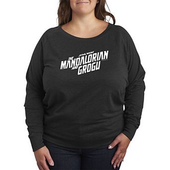 Plus Size Star Wars The Mandalorian & Grogu Logo French Terry Long Sleeve Tee