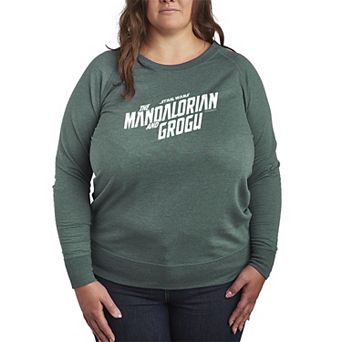 Plus Size Star Wars The Mandalorian & Grogu Logo French Terry Long Sleeve Tee