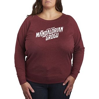 Plus Size Star Wars The Mandalorian & Grogu Logo French Terry Long Sleeve Tee