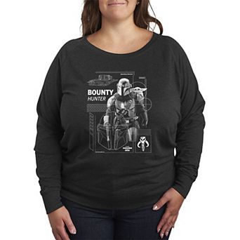 Plus Size Star Wars The Mandalorian & Grogu Bounty Hunter French Terry Long Sleeve Tee