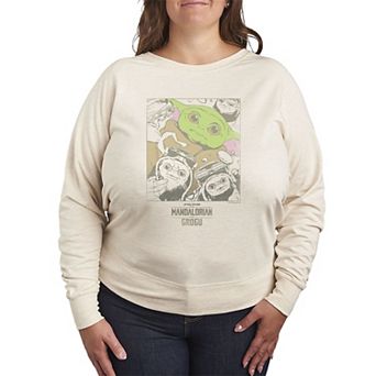Plus Size Star Wars The Mandalorian & Grogu French Terry Long Sleeve Tee
