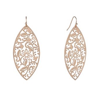 Emberly Gold Tone Filigree Oval Earrings