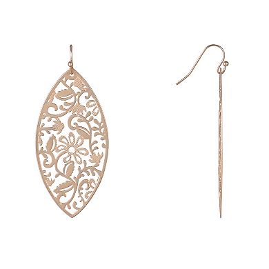 Emberly Gold Tone Filigree Oval Earrings