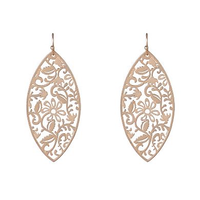 Emberly Gold Tone Filigree Oval Earrings
