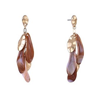 Emberly Gold Tone Acrylic Petal Drop Earrings
