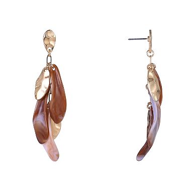 Emberly Gold Tone Acrylic Petal Drop Earrings