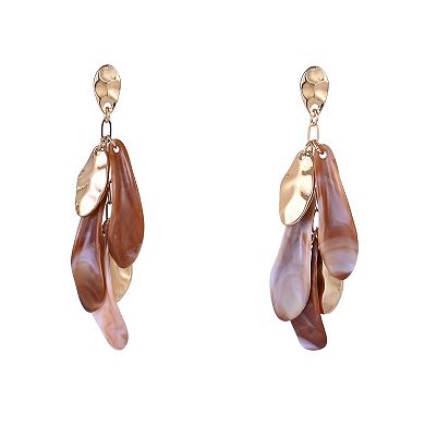Emberly Gold Tone Acrylic Petal Drop Earrings