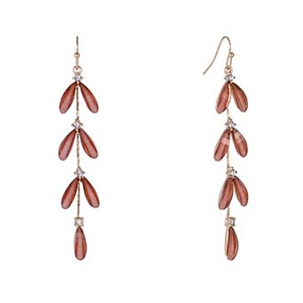 Emberly Gold Tone Oval Glitter Bead Linear Earrings