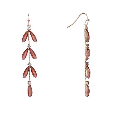 Emberly Gold Tone Oval Glitter Bead Linear Earrings