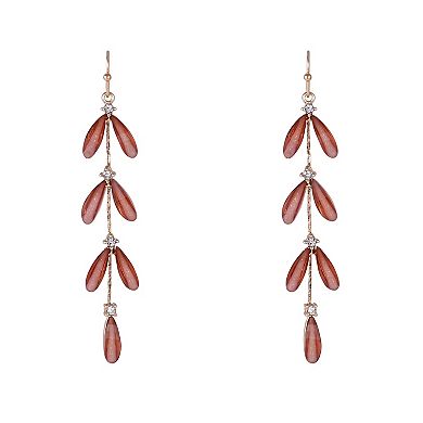 Emberly Gold Tone Oval Glitter Bead Linear Earrings