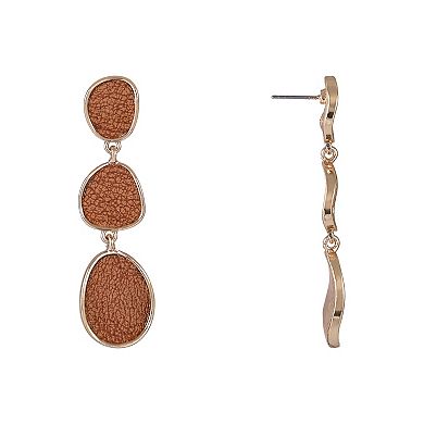 Emberly Gold Tone Faux Suede Linear Drop Earrings