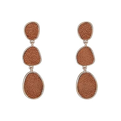 Emberly Gold Tone Faux Suede Linear Drop Earrings