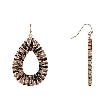 Emberly Gold Tone Teardrop Earrings with Fabric Wrapping