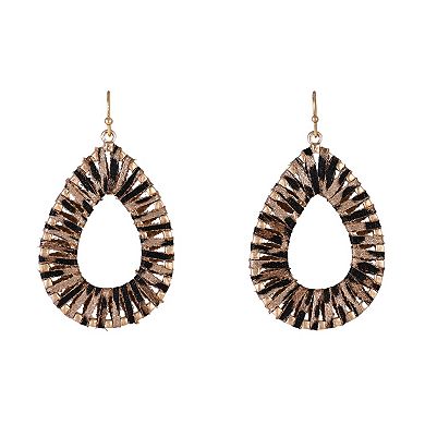 Emberly Gold Tone Teardrop Earrings with Fabric Wrapping