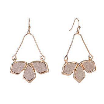 Emberly Gold Tone Faux Suede Flower Petal Drop Earrings