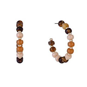Emberly Gold Tone Assorted Bead Hoop Earrings