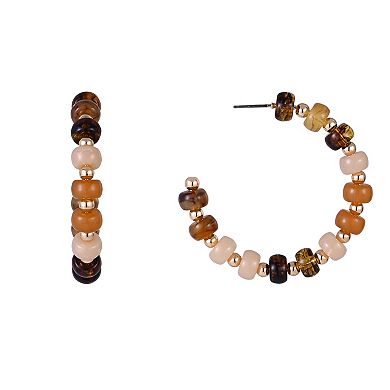Emberly Gold Tone Assorted Bead Hoop Earrings