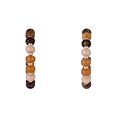 Emberly Gold Tone Assorted Bead Hoop Earrings