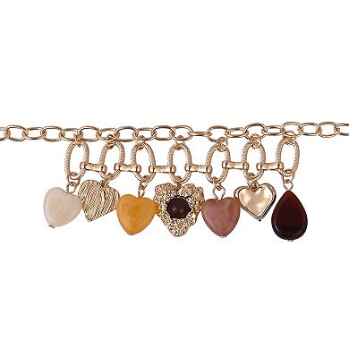 Emberly Gold Tone Heart Charm Collar Necklace