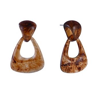 Emberly Gold Tone Acrylic Door Knocker Earrings