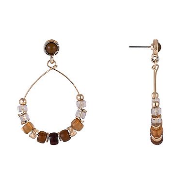 Emberly Gold Tone Acrylic Bead Teardrop Earrings