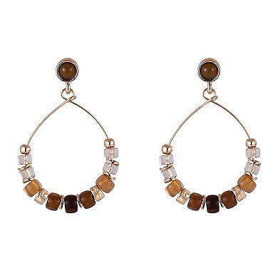 Emberly Gold Tone Acrylic Bead Teardrop Earrings