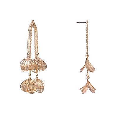 Emberly Gold Tone Etched Flower Petal Earrings