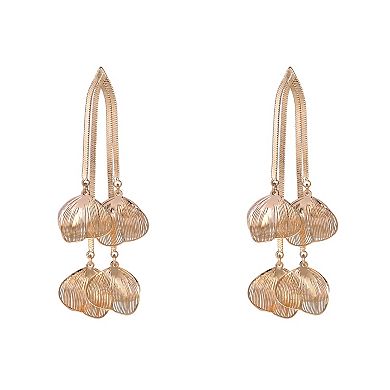 Emberly Gold Tone Etched Flower Petal Earrings