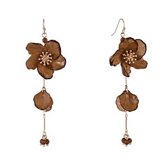 Emberly Gold Tone Flower Petal Linear Earrings