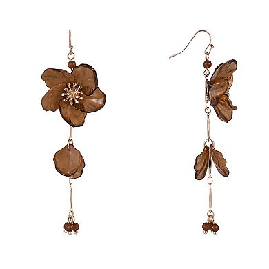Emberly Gold Tone Flower Petal Linear Earrings