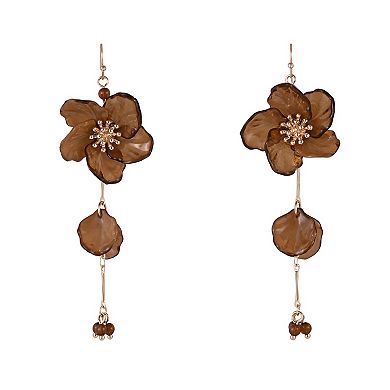 Emberly Gold Tone Flower Petal Linear Earrings