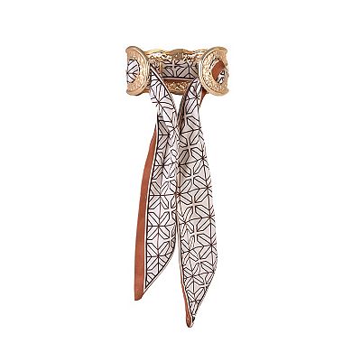 Emberly Gold Tone Cuff Bracelet with Woven Fabric